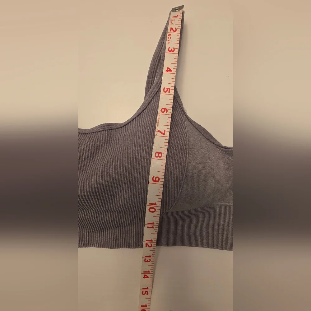 NWT Yogalicious Women's Gray Ribbed Sports Bra ~ Size Large - Picture 8 of 8